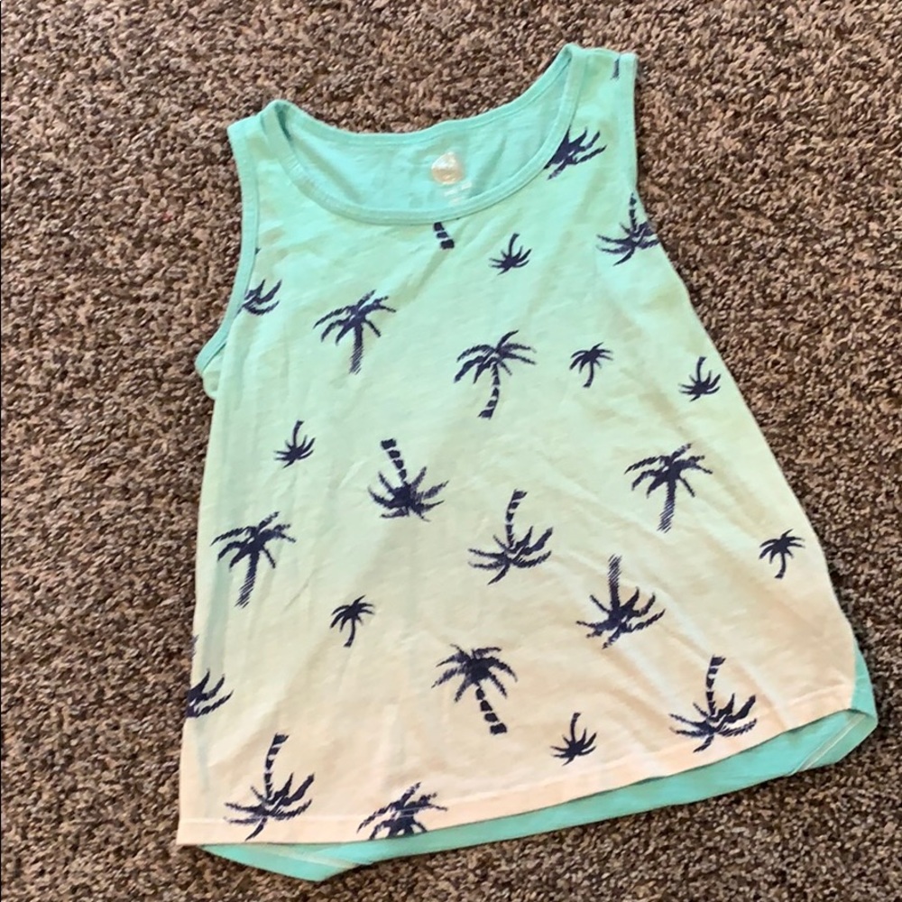 Blue and white tank top with palm trees